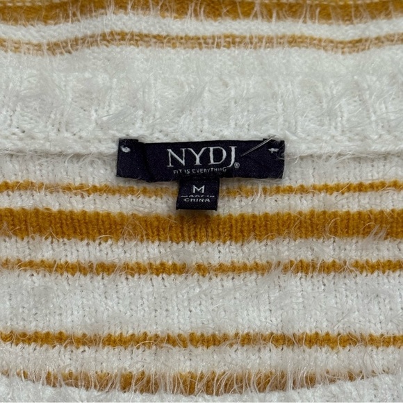 NYDJ White and Mustard Yellow Whisker Scoop Neck Sweater Women's Size M - Picture 9 of 12
